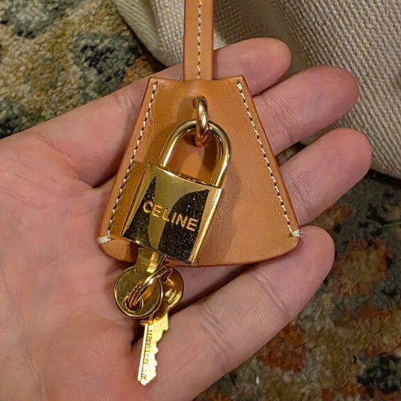 CELINE Horizontal Cabas Tote Hand Bag, Canvas Calf Skin, White, DISCONTINUED - Picture 6 of 6